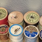 9 Large small Vintage  Wood Thread Spools   1 Plastic Spool Crafts Sewing Room