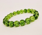 Natural Peridot Stone Bracelet Green Crystal Beads Stretch Bracelet Handmade