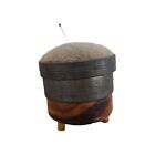 Vintage Sewing Pin Cushion Wooden Stool Sewing Needle Holder