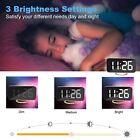 Led Mirror Alarm Clock Digital Snooze Lcd Display Dual Usb Charger Port Clocks