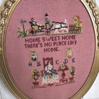 Vintage Framed Cross Stitch Embroidered Home Sweet Home No Place Like Home