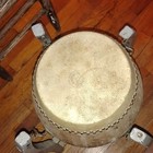 Mounted Hand Drum W  Stand  Wood Body Hide Drumhead  Tacked Rim  Analog