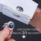Cufflinks And Tuxedo Studs Set With Gift Box  Silver Gold Blue-vein Stone