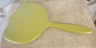 Vintage Wood Hand Mirror Sage Green Scalloped Beveled Glass Vanity 12 5 