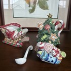 Vintage Fitz And Floyd 1996 Christmas Tree Creamer   Sleigh Sugar Bowl Set