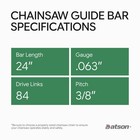 24  Replacement Chainsaw Guide Bar And Chain For Stihl Models Ms 460 Magnum