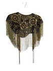 Antique Gold Beaded Fringe Bridal Cape  Wedding   Evening Cover-up Shrug