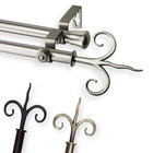 Lily Double Curtain Rod Set In Satin Nickel - 120-170 