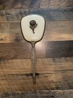 Vintage 1950s Matson Vanity Mirror   Hair Brush Set Rose Flower Gold Plated