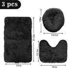 3 Piece Black Bathroom Rug Set Washable Bath Mats Shower U Shaped Toilet Rugs