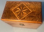 Miniature Apothecary Tiger Oak With 2 W t  co medicine Bottles 1800s