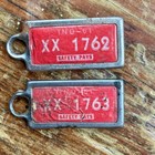 2 - 1961 Vintage Disabled American Veterans License Plate Key Mini Tags Indiana
