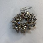 Vintage Marquise Round Rhinestone Large 2  Cluster Gold Tone Pin Brooch Cara Nos