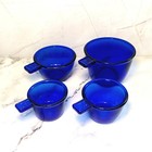 Cobalt Blue Depression Style Glass Measuring Cup Set  4pc  Vintage Style Kitchen
