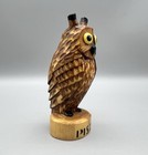 Vintage Unique Folk Art  Hand-carved Wooden Owl Figurine 4 5 