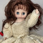 Vintage Crochet Bed Pillow Dresser Doll White Flower Dress Gorgeous Beautiful