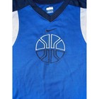 Kids Nike Basketball V-neck Sleeveless Jersey Shirt Blue White Logo Nikefit L