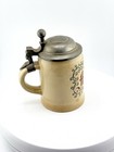 Vintage German 1 4l Beer Stein Pewter Lid Script Motto Antique Stoneware Mug
