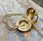 Sundial Compass Pendant  Antique Brass   Glass  Nautical  Heavy Duty  Vintage