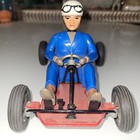 1960 s Schuco 1055 Wind-up G0-kart Blue Driver Germany Working Condition  