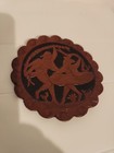 Genuine Hand Tooled Leather Peruvian Coaster Set Of  5  
