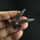 Flying Dove Seagull  Bird Pewter Brooch Pin Silver Tone Brushed 2 3   