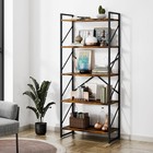  5 Tiers Bookshelf  Classically Tall Bookcase Shelf  Industrial Rustic Brown