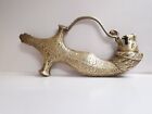 Vintage Old Brass Inlay Floral Engraved Lion Face Unique Sword Handle hilt 