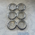 Set Of 6 Vintage Leonard Crystal And Silver Plate Coasters - Made In Italy