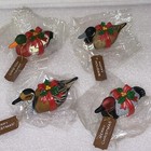 Vintage Enesco 1983 Miniature Handpainted Holiday Duck Ornaments Set Of 4  New 