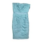 Monique Lhuillier Dress 8 Bridesmaids Strapless Ruched Cocktail Dress Aqua Green