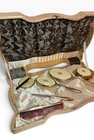 Vtg 1950s Vanity Set Mirror Brush Comb Gold Rose Floral Original Box Usa Made