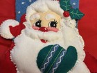 Vintage Bucilla Stocking Completed Christmas Santa    fluffe    Sequins Hand Made