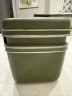 Vtg Samsonite Silhouette Train Case Hardshell Avocado Green Pouch Lining No Keys