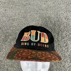 Vintage Budweiser Hat Cap Snap Back Black Colorful Beer Advertising Mens 90s
