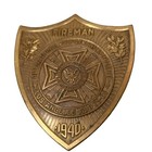 1940 Obsolete Fireman 41st National Vfw Encampment Badge Los Angeles Brass Vtg