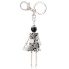 Keychain Charm Black Key Tassel Leather Bag Women Chain Ring Holder Girl Pendant