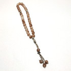 33 Beads Glass Tasbih Prayer Rosary Brown Crackle 10mm Islamic Misbaha 51g