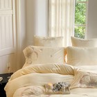 Bedding Set 4 Pcs Embroidered Flower Velvet Duvet Cover Bed Cover 2 Pillowcases