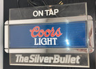 Vintage 1991 Coors Light Beer Silver Bullet Edgelit Lighted Sign On Tap Version