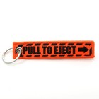 Pull To Eject - Jet Tag Key Chain Neon Orange black Letters Inch X 5 1