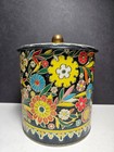 Vintage Daher Gilded Embossed Floral Decorated Tin Canister W  Lid England 5 