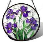 Stained Glass Window Hanging - Iris Flower Sun Catcher For 6 3x6 3 In Purple