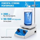 Lab Magnetic Stirrer Hot Plate - 2000ml Capacity Rapid Heating W  Stand stir Bar