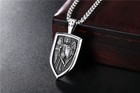 Saint St Michael Archangel Medal Shield Pendant Necklace Stainless Steel