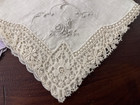 2 Antique Embroidery  Lace Handkerchief Hanky  Wedding  Bridal  Bride  Trousseau