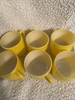 Vintage Set Of 6 Federal F Yellow Milk Glass Coffee Cup Mug Heat Proof 