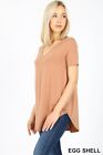 Womens Short Sleeve T-shirt V-neck Casual Basic Tunic Top Long Loose Blouse S-3x