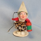 Vintage Pinecone Elf Figurines Set Japan Christmas Pixie Gnome Decoration