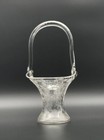 Vintage Cambridge Rose Point Tall Handled Basket Etched Elegant Glass Clear 11 